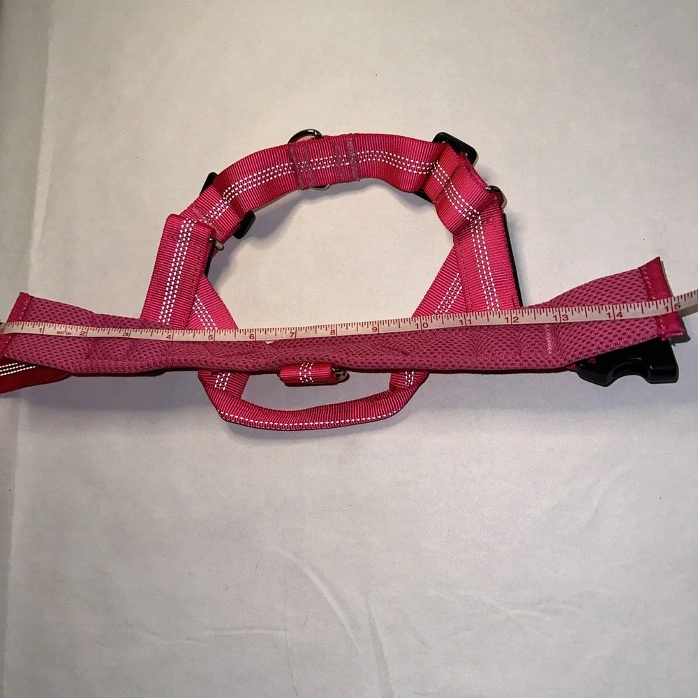 Dog Harness No Pull Pet Adjustable Breathable Outdoor Pink Medium